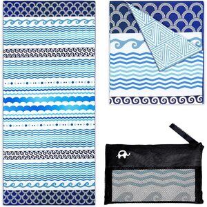 Elite Trend XL Beach Towel -  78x35 Inch w/Travel Bag. Style - Wave *NEW*